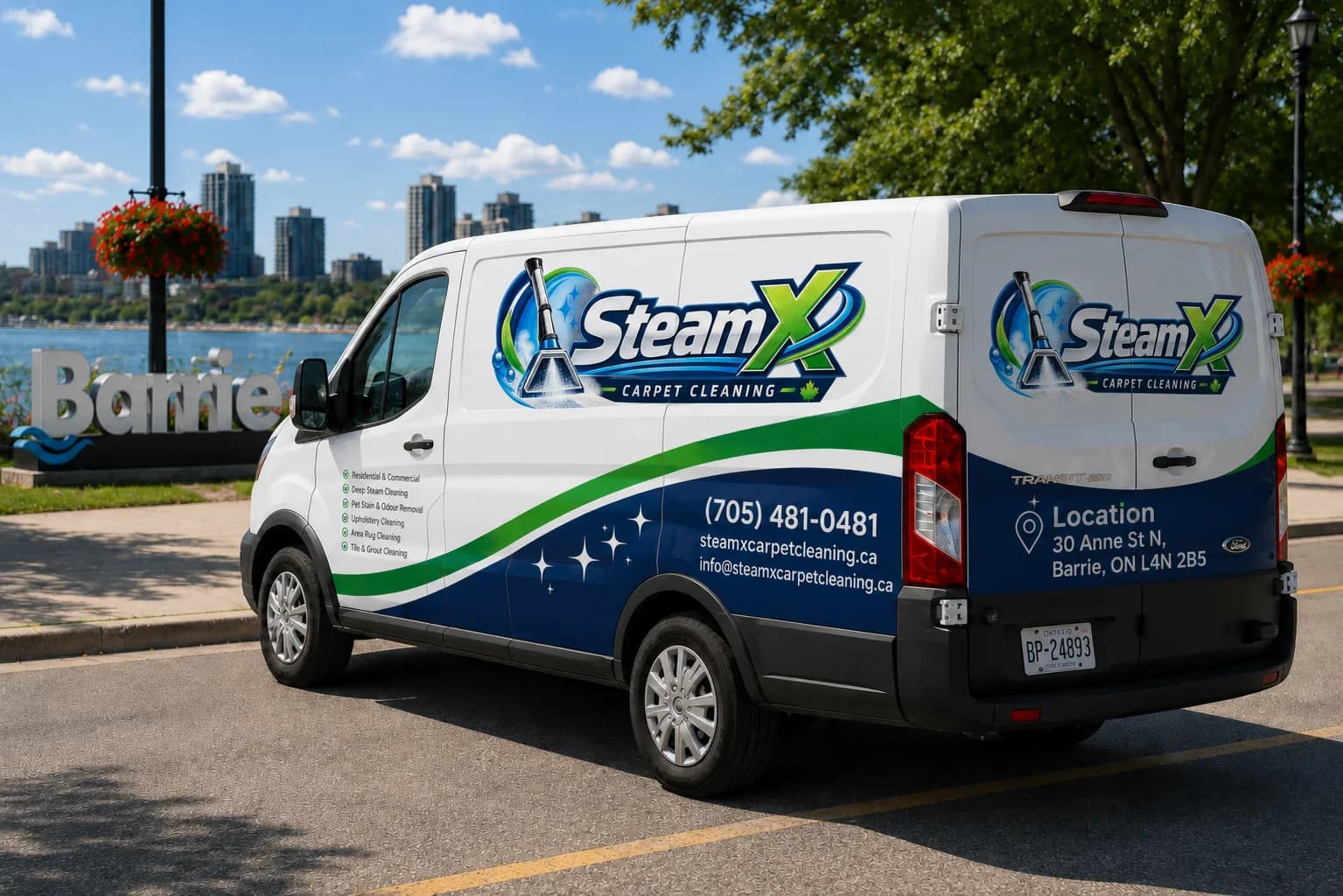 SteamX Carpet Cleaning service van in Barrie, Ontario