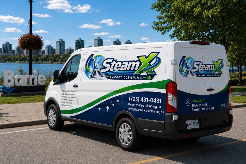 SteamX Carpet Cleaning service vehicle in Barrie neighborhood