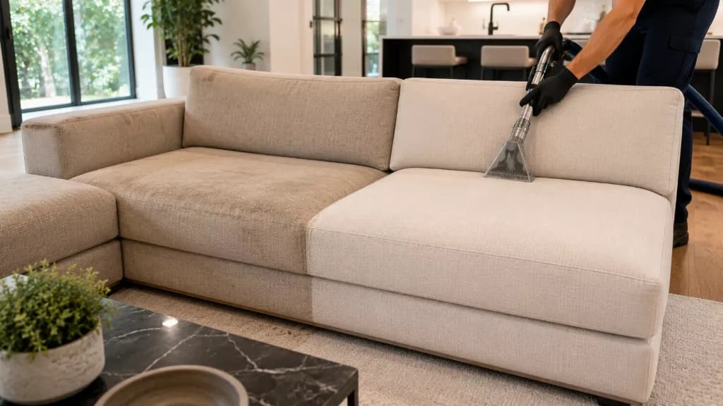 Illustrative sofa fabric cleaning comparison