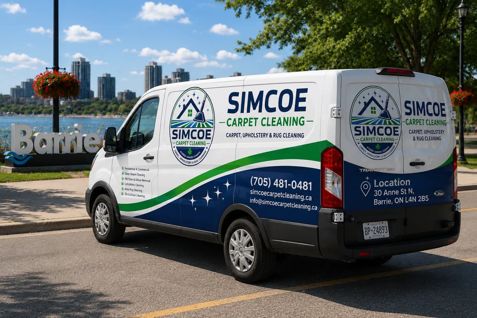 SteamX Carpet Cleaning service van in Barrie, Ontario