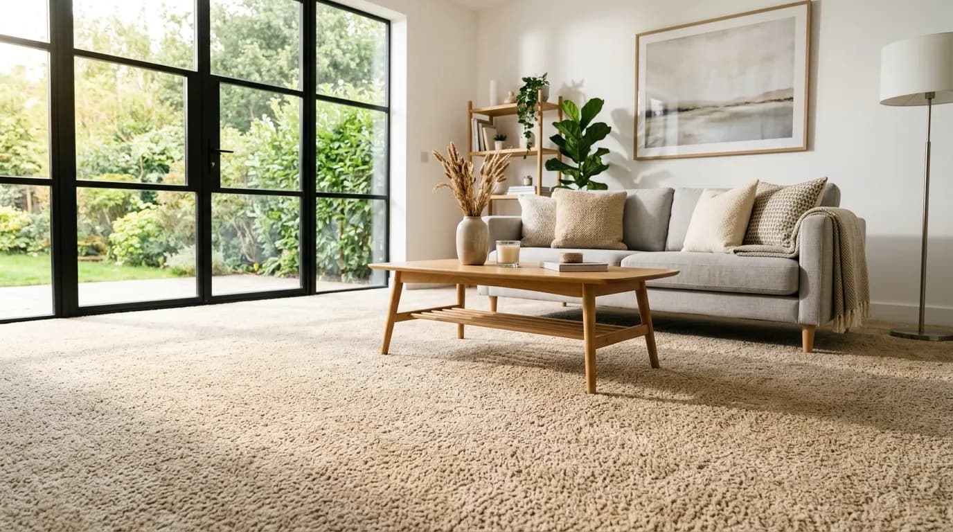 Clean residential carpet after professional hot-water extraction