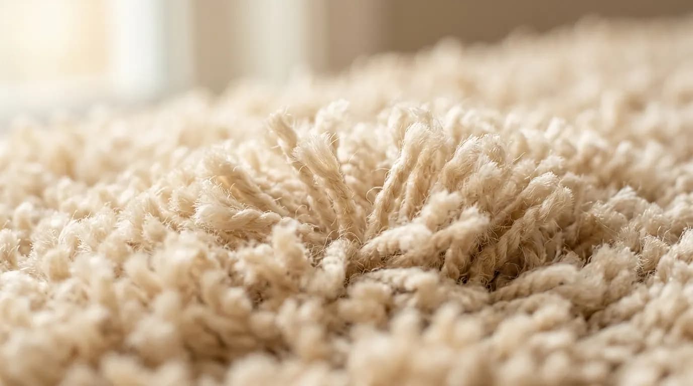 Close-up of cleaned carpet fibres after extraction