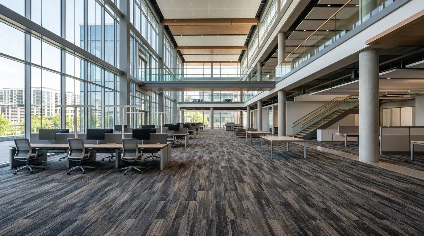 Commercial carpet cleaning in a modern office building